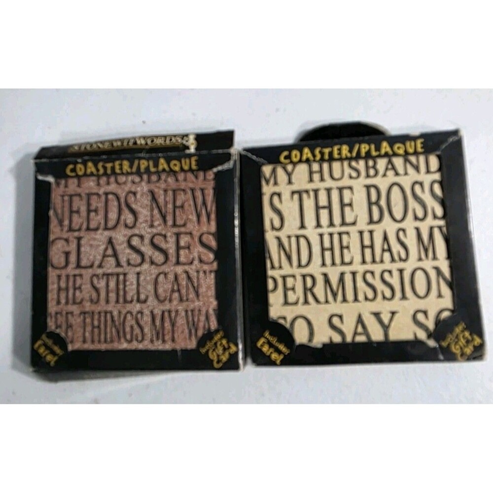 2 Stonewitwords Stone Coaster Plaque With Easel Witty Funny Bossy Wife 4"